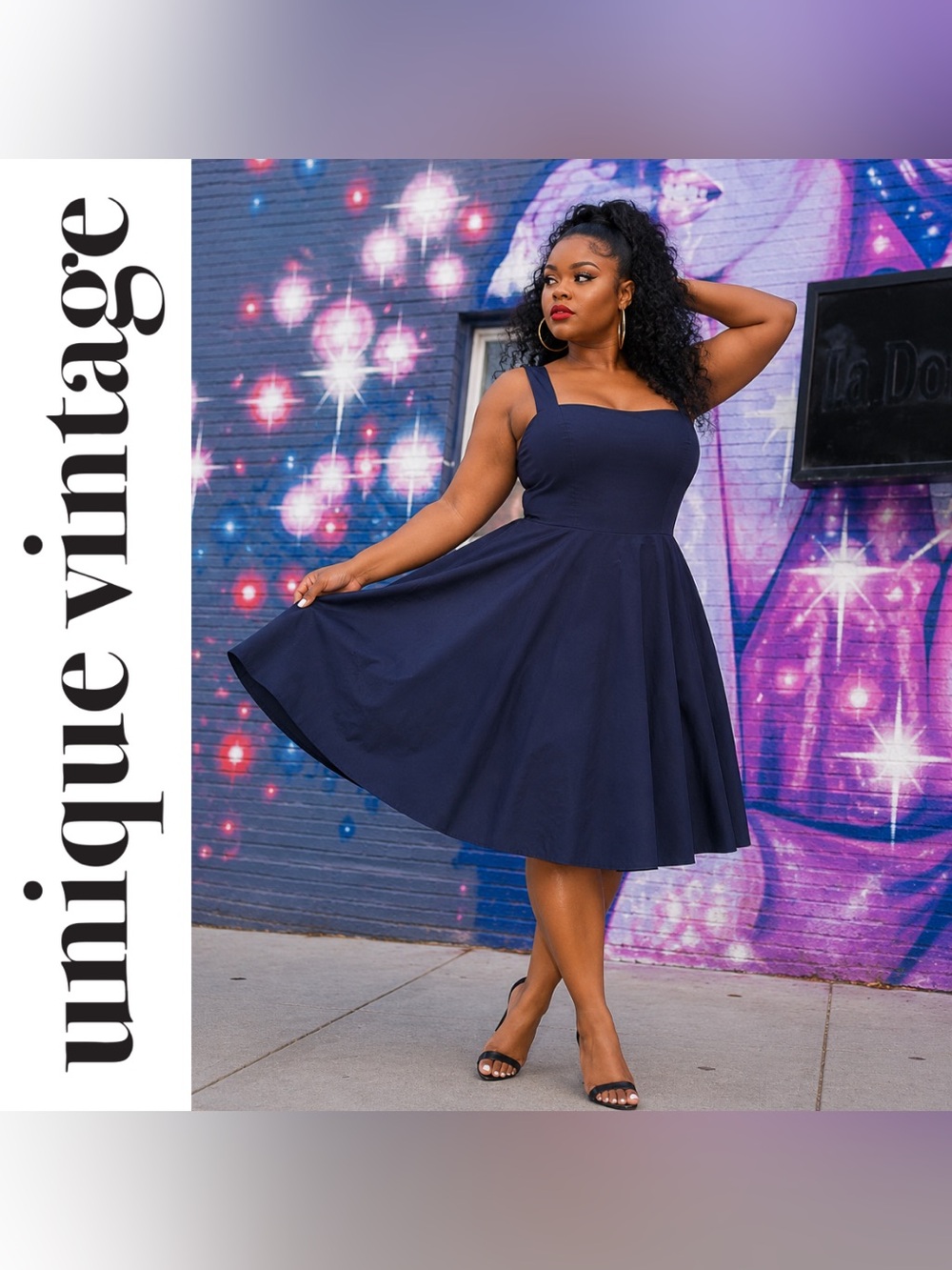 Unique Vintage 1950s Blue Cotton Sleeveless Fit & Flare Swing Dress, XL/1X, NWT!